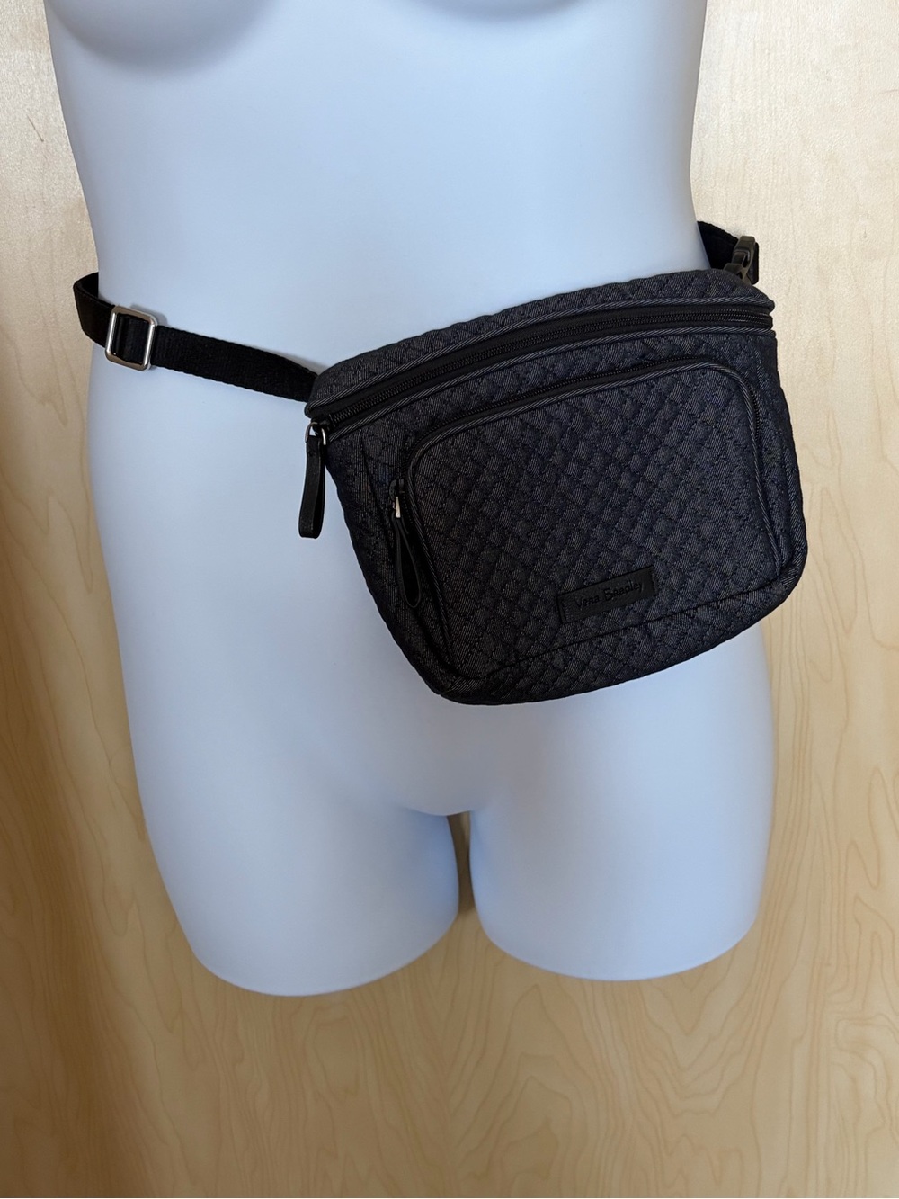 Vera Bradley Black Quilted Crossbody Belt Bag Convertible Crossbody Denim